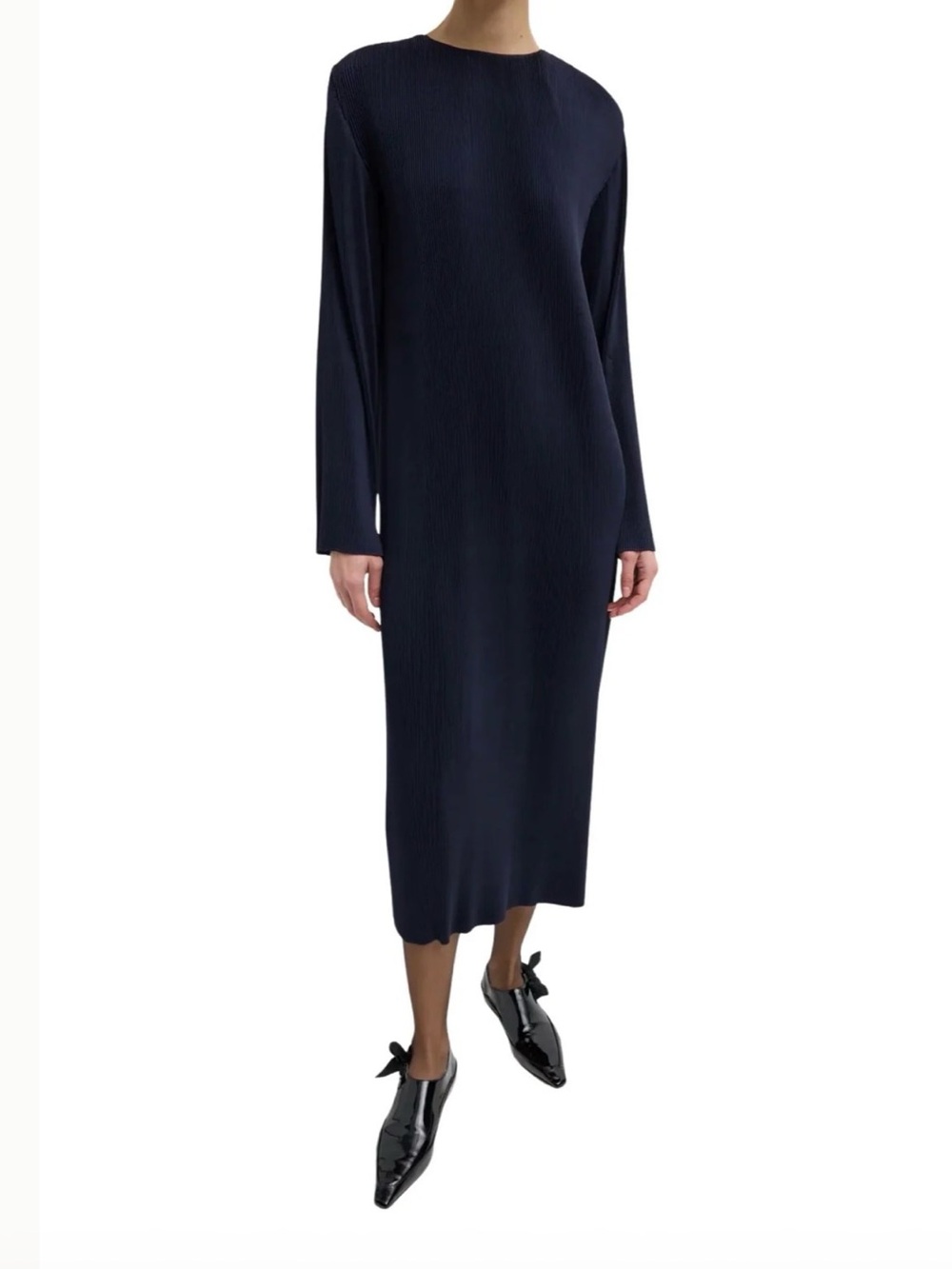 Tibi Plisse Midi Dress Dark Navy NWT